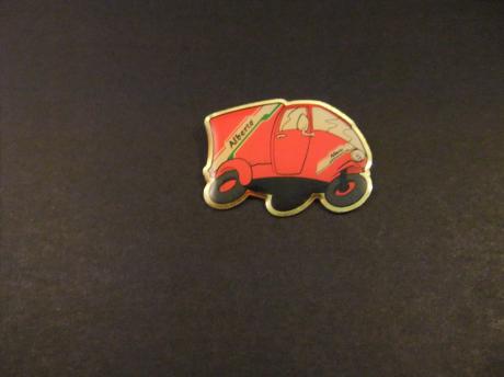 Piaggio Ape licht bedrijfsvoertuig rood, Albeto Pizza bezorgauto